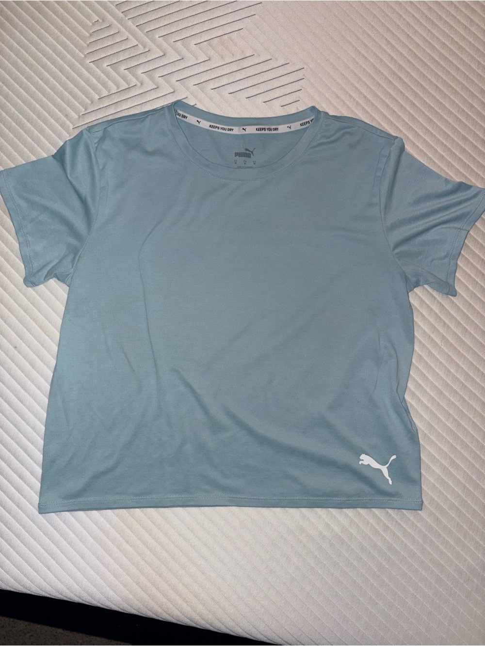 PUMA Women's Cropped Boxy Sky Blue Short Sleeve Athletic Tee